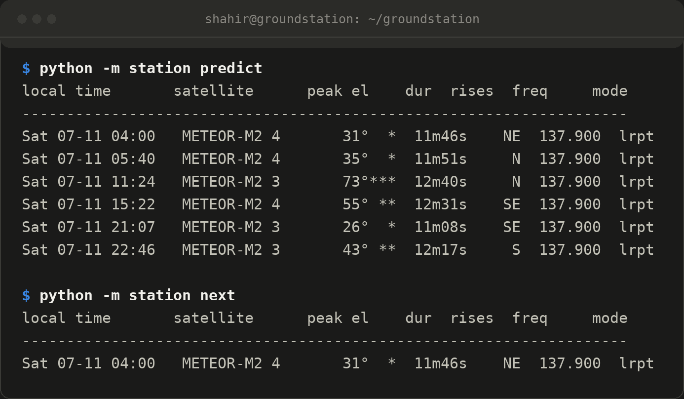 Predictions for the station