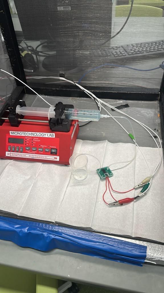 One of our microfluidic experimental setup